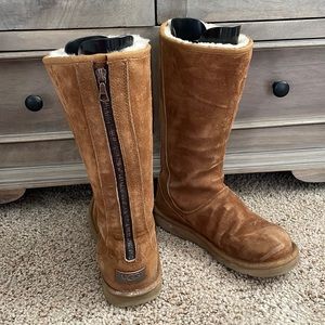 Ugg tall multicolor zipper brown boots.